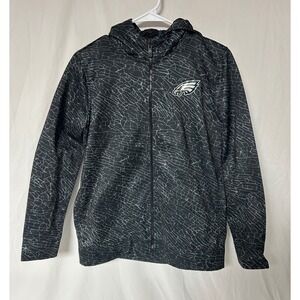 NFL Team Apparel Philadelphia Eagles Youth L 14/16 Full Zip Hoodie Grey Black